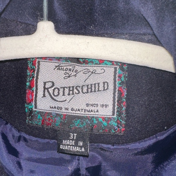 Tailored by Rothschild girls Navy Wool Double-Breasted Kids Coat 3T winter fall - Picture 2 of 9